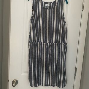 Old Navy Navy Denim and White Striped Dress